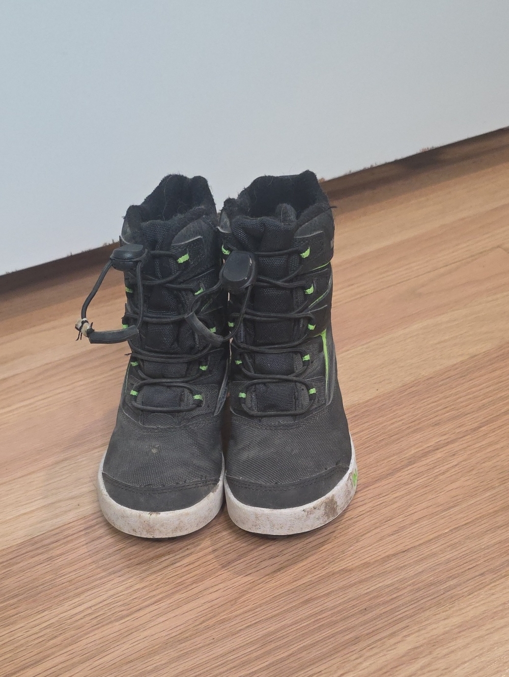 Merrell Kids Black Boots with Neon Green Accents